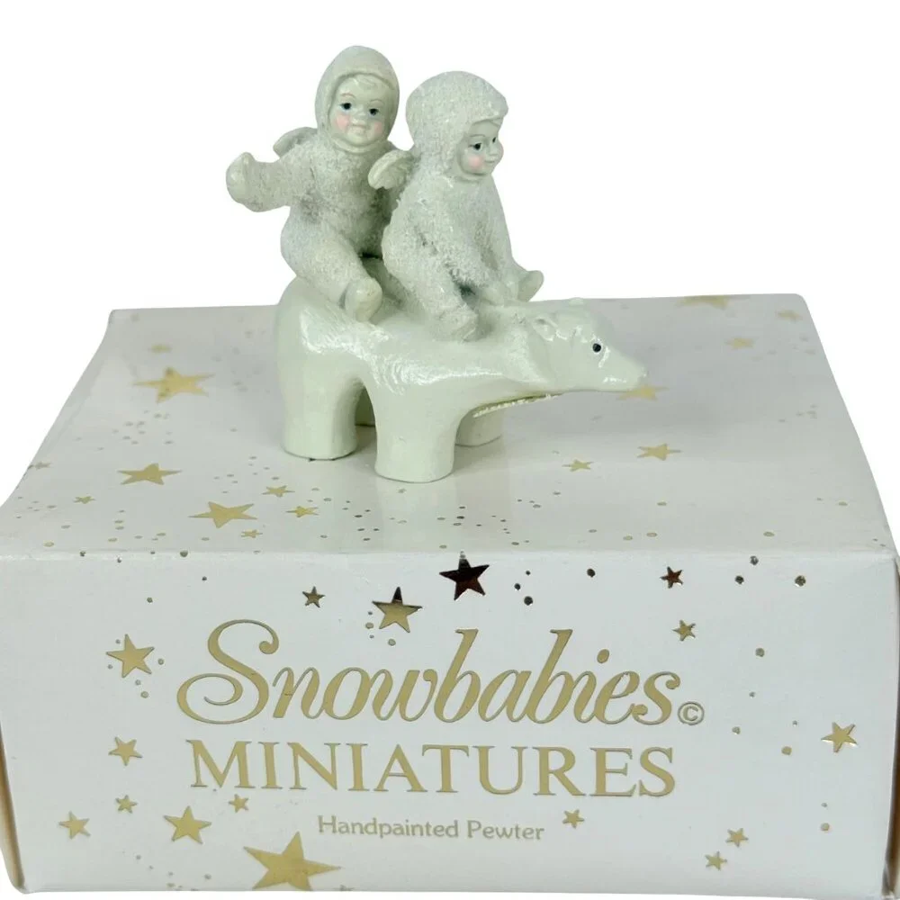 Dept 56 Snowbabies Miniatures Polar Bear Express Handpainted Pewter Figurine Box